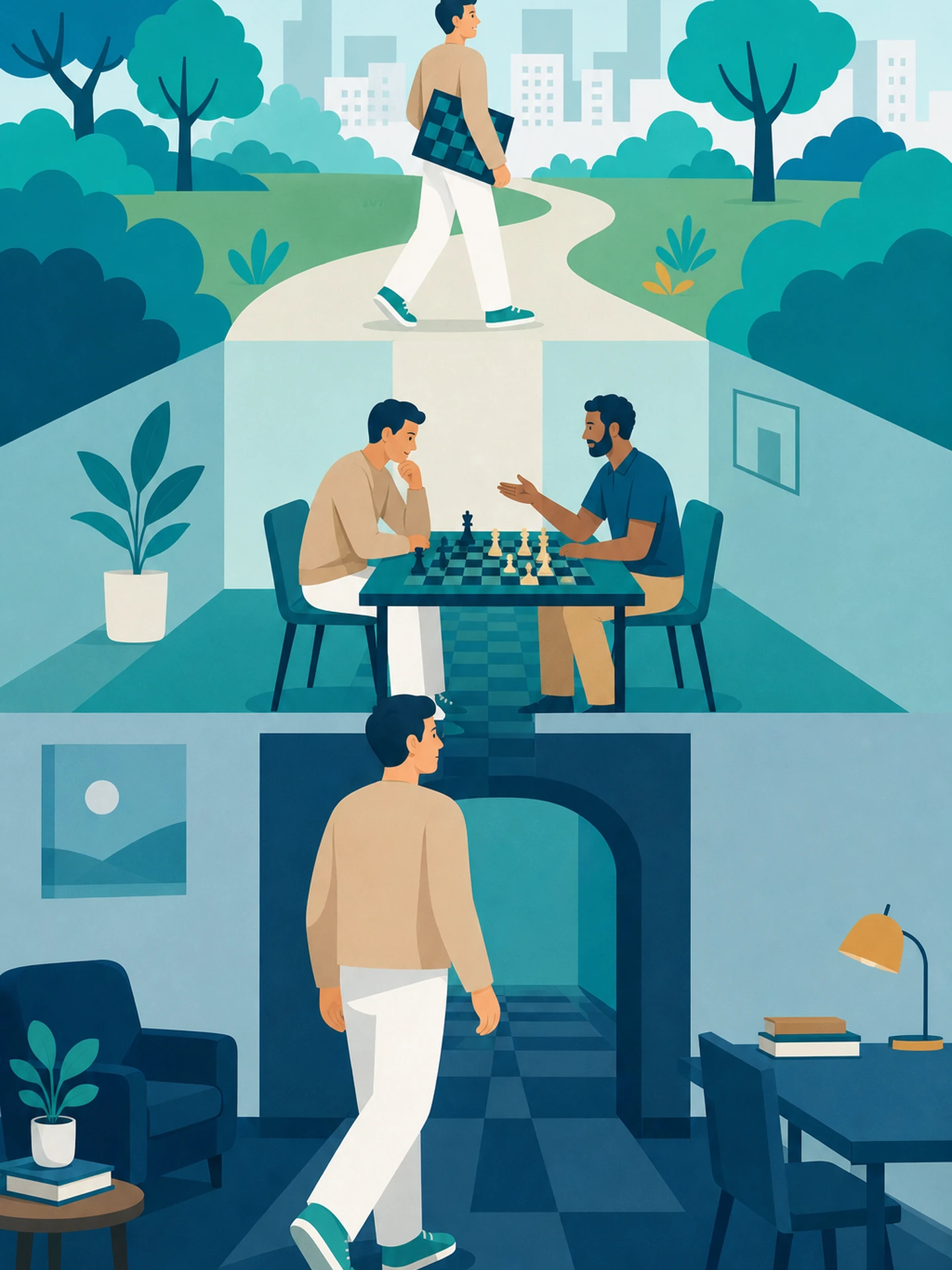prisonchess-illustration-new-directions-portrait Illustration of a participant moving from prison through chess towards new directions and community